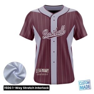 Men's And Kids' Full Sublimation Full-Button Front Baseball Jersey - 150g Interlock