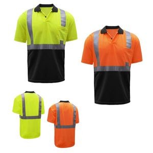 Visipro Class 2 Short Sleeve Reflective Front Colorblock Safety Polo - Birdseye Mesh - Ansi 107-2015