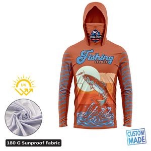 Unisex and Kids' Full Sublimation SolarProtec Performance Long Sleeve Hooded T-Shirt with Gaiter and