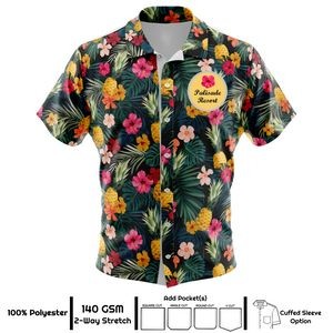Unisex and Kids' Full Sublimation Hawaiian Shirt - 140G 4-Way Stretch Poly