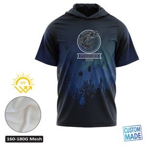Unisex & Kids' Full Sublimation 180g Mesh Upf 50+ Hooded Fishing T-Shirt