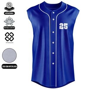 Men's And Kids' Full Sublimation Full Button Front Sleeveless Baseball Jersey - Interlock