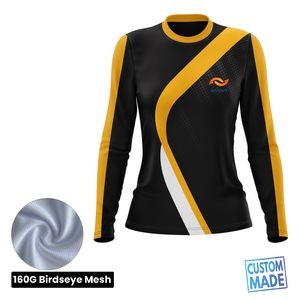 Women's Full Sublimation Long Sleeve T-Shirt - 160G Performance Grade Birdseye Mesh