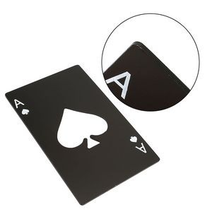 Poker Shaped Credit card size Stainless Steel Bottle Opener Black