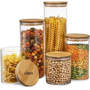 Glass Jars with Sustainable Bamboo Lids 3.35"dia