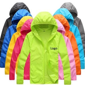 Hooded Drawstring Outdoor Anorak with pouch