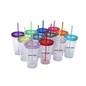 16OZ Reusable Straw Ice Cups With Lid