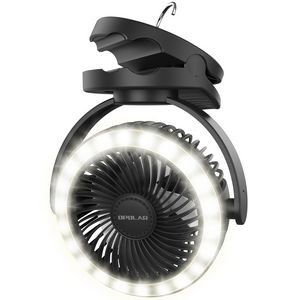 Rechargeable Camping Lantern Clip-On Fan With Hanging Hook