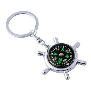 Helmsman Shape Keychain with Compass Decoration