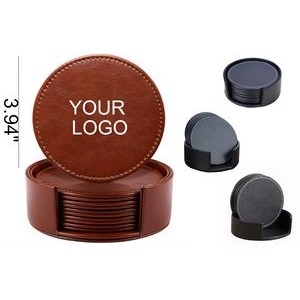 Premium Thickened Leather Drink Coasters Set of 6
