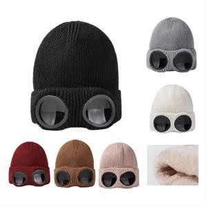 Unisex Goggle Knitted Beanie Hat