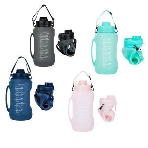 Collapsible Water Bottle with Straw and Time Marker