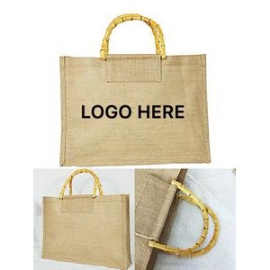 Eco-Friendly Jute Bag With Bamboo Handle