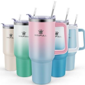 40 oz Tumbler with Handle and Straw Lid, 100% Leak-proof Travel Coffee Mug, Stainless Steel Insulate