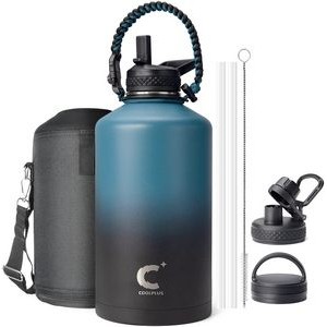 Water Bottle Insulated with Paracord Handle & 3 Lids, 64oz Water Jug Big Large Metal Stainless Steel
