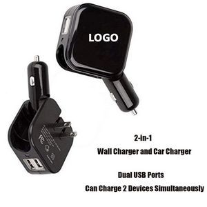 2 In 1 Wall Car Charger