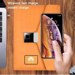 Multiple Functions 3 Folds Fingerprint Lock Leather Brief With Wireless Charging And Usb