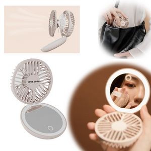 Folding USB Rechargeable Cosmetic Mirror Air Cooling Fan