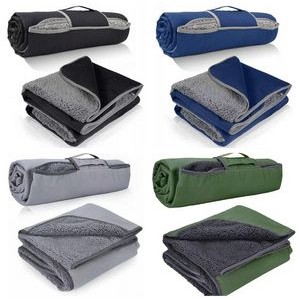 Outdoor Foldable Waterproof Blanket with Sherpa Lining