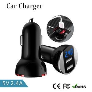 2.4A Dual Port USB Car Charger with LED Display