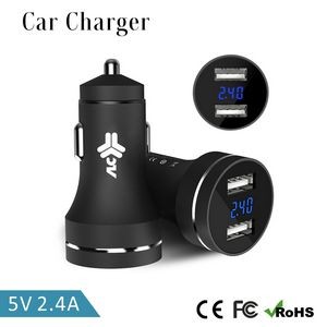 2.4A Dual Port Aluminum USB Car Charger with LED Display