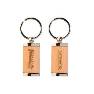 Sterling Silver Plated Bamboo Rectangle Keyring