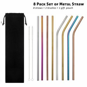 8 Pack Metal Straws