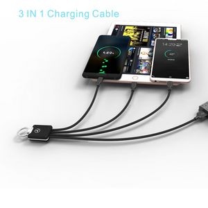 CB09 Short 3 in 1 Charging Cable Fast Charging Keychain Charger