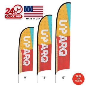 12' Premium Double-Sided Concave Flag Kit w/Ground Spike