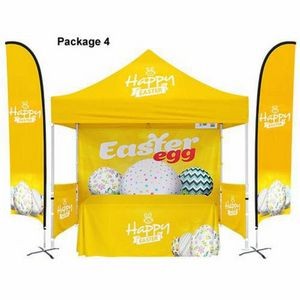 48Hour Ship PACKAGE4 10' Canopy Tent + 6' Table Throw 3 Side + 15' Feather Flag +Back Wall Kit