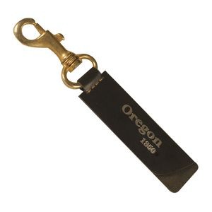 Small Leather Key Tag with Carabiner Hook (3.35"x0.98")