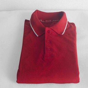 Red Short Sleeve Cotton Tipped Polo T-Shirt