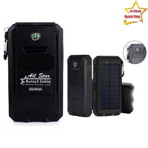 High Capacity Water Resistant Shatterproof Solar Power Bank w/Compass
