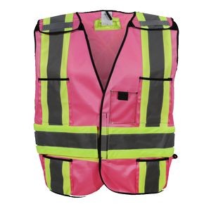 Pink Polyester Tear-Away Safety Vest