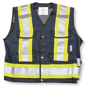 Navy Blue Mesh Supervisor Safety Vest w/Mesh Top & Sides