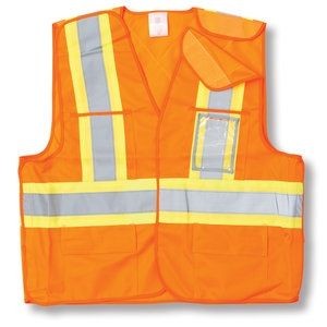 Polyester Orange Safety Vest w/5 Point Tear Away