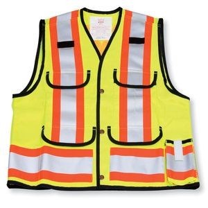 Hi-Vis Lime Green Safety Vest w/Mesh Top & Sides
