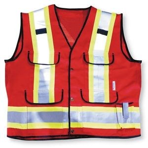 Classic Mesh Red Supervisor Safety Vest w/Mesh Top & Sides