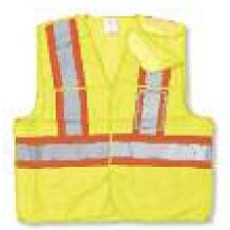Polyester Lime Green Safety Vest w/5 Point Tear Away