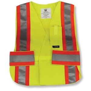 5 Point Poly/Cotton Lime Green Tear-Away Safety Vest
