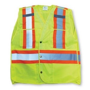 Polyester Lime Green Snap Safety Vest