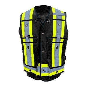 Black Cotton Surveyor Safety Vest w/Full Mesh