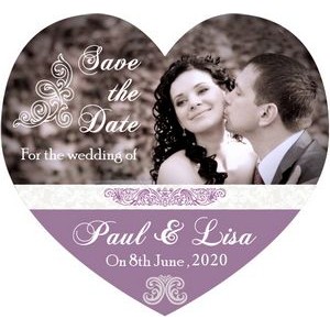 3.25x3 Heart Shaped Wedding Save the Date Magnets 20 mil - 4 Color Process