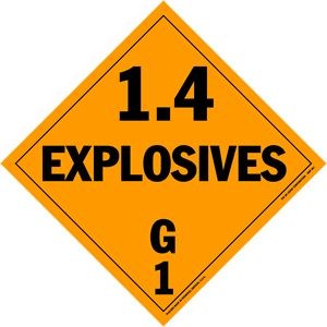 Explosives Class 1.4G Polycoated Tagboard Placard - 10.75" x 10.75"