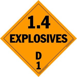 Explosives Class 1.4D Removable Vinyl Placard -10.75" x 10.75"