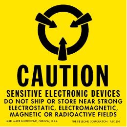 Caution Sensitive Electronic Devices Paper Labels - 2" x 2"
