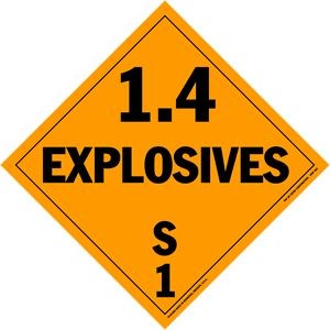 Explosives Class 1.4S Removable Vinyl Placard - 10.75" x 10.75"