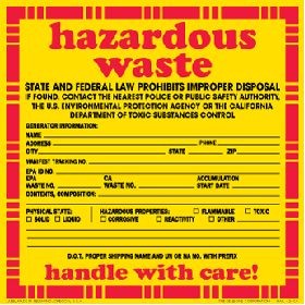 Hazardous Waste - State & Federal Law, Vinyl Labels - 6" x 6"