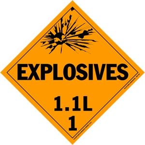 Explosives Class 1.1L Polycoated Tagboard Placard - 10.75" x 10.75