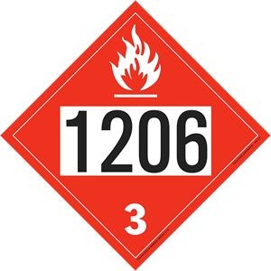 Flammable Liquid - Heptanes, Polycoated Tagboard Placard - 10.75" x 10.75"